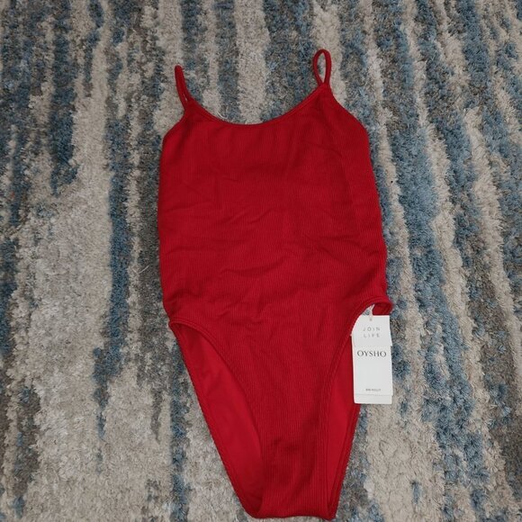 OYSHO Ribbed Red Hot Swimsuit || Retail 799 || NWT - Picture 4 of 9